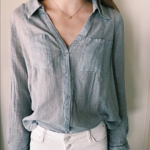 Joie Button-Up Plaid Top